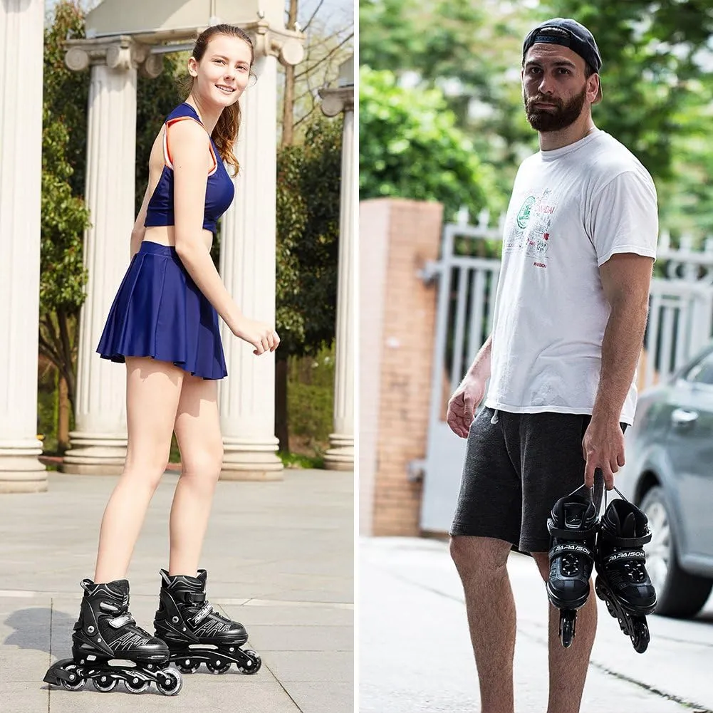 Inline Skates for Girls and Boys, Adjustable Roller Skates with Featuring All Illuminating Wheels, for Kids and Adults, Men and Ladies