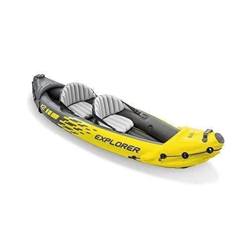 Intex Explorer K2 Kayak, 2-Person Inflatable Kayak Set with Aluminum Oars and High Output Air Pump