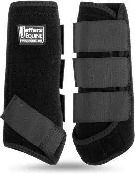 Jeffers Equine Protective Horse Boots Black, Medium - Safe Neoprene Leg Guards & Comfortable Fit, Durable Velcro Straps, Front & Hind Support, Equestrian Accessories for Training, Travel & Riding