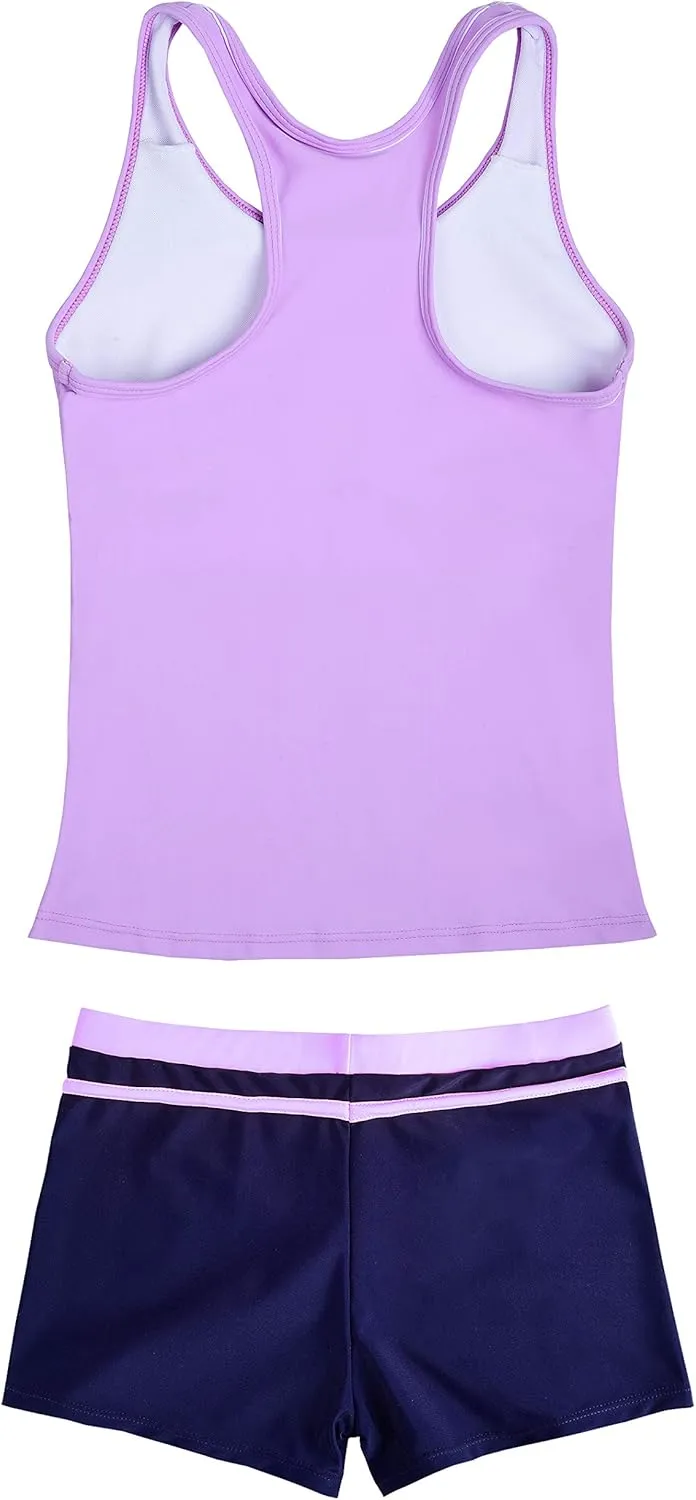 JerrisApparel Little Girls' Summer Two Piece Boyshort Tankini Kids Swimsuit