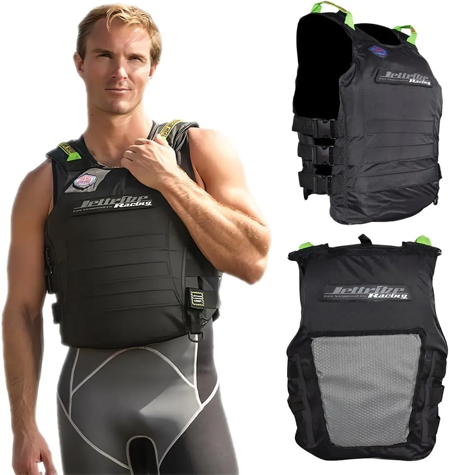 Jettribe US Coast Guard Life Vest | Black Out | Type 3 PFD | Side-Entry Jet Ski Vest