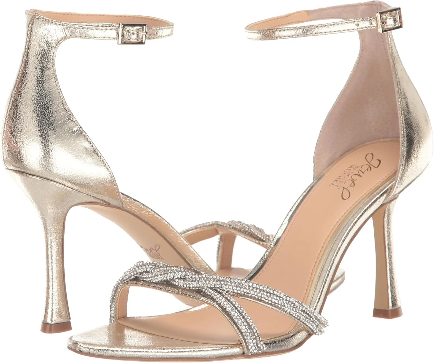 Jewel Badgley Mischka Vani Glitter Straps Stiletto Heels