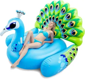 JOYIN Inflatable Peacock Pool Float - Giant Peacock Fun Beach Floaties, Pool Party Decorations Adult Size Inflatable Animal Summer Swim Pool Raft Toys Lounge for Adults & Kids