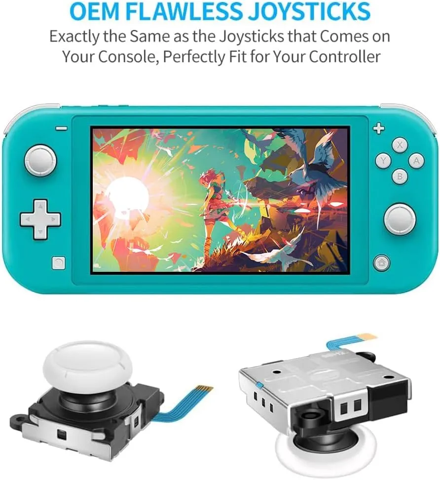 Joystick Replacement for Switch Lite  19 in 1 OEM Analog Stick Thumbstick Parts Repair Tool Kit Accessories with Y00 Triwing Screwdriver, Thumb Caps, Tweezers for OLED JoyCon Joy Con Controller