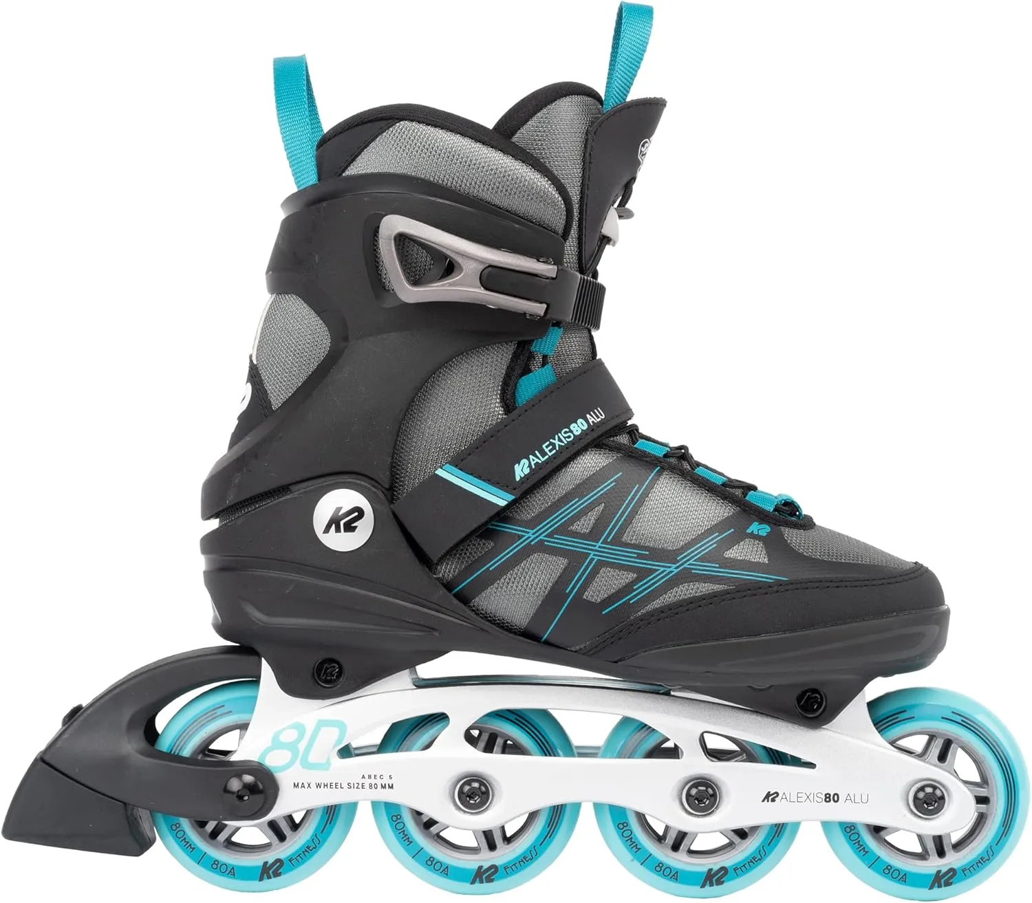 K2 Alexis 80 ALU Gray-Cyan Womens Inline Skates