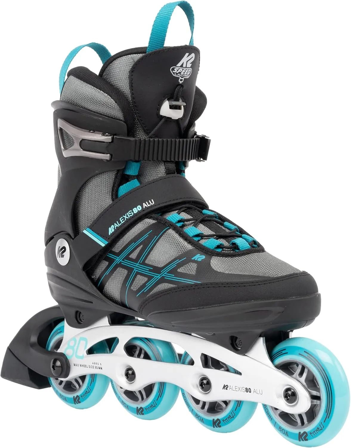 K2 Alexis 80 ALU Gray-Cyan Womens Inline Skates