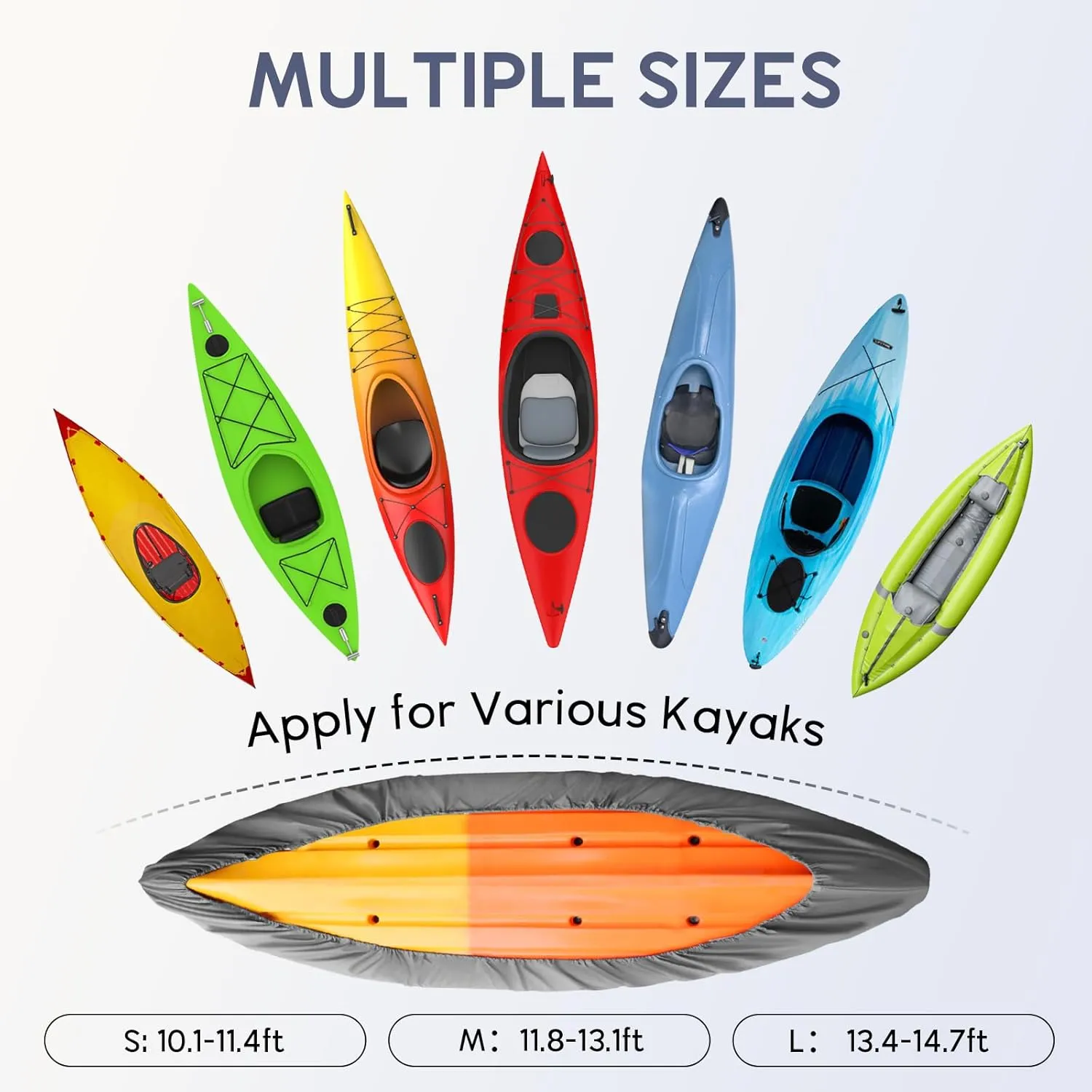 Kayak Cover Waterproof Kayak Canoe Cover Storage Dust Cover UV Protection Paddle Board Cover Fishing Boat Sunblock Shield for Outdoor Storage