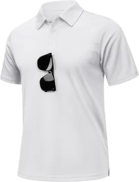 KEFITEVD Men's Polo Shirts Short Sleeve Dry Fit Collared T-Shirt Athletic Performance Polos for Running Golf Tennis