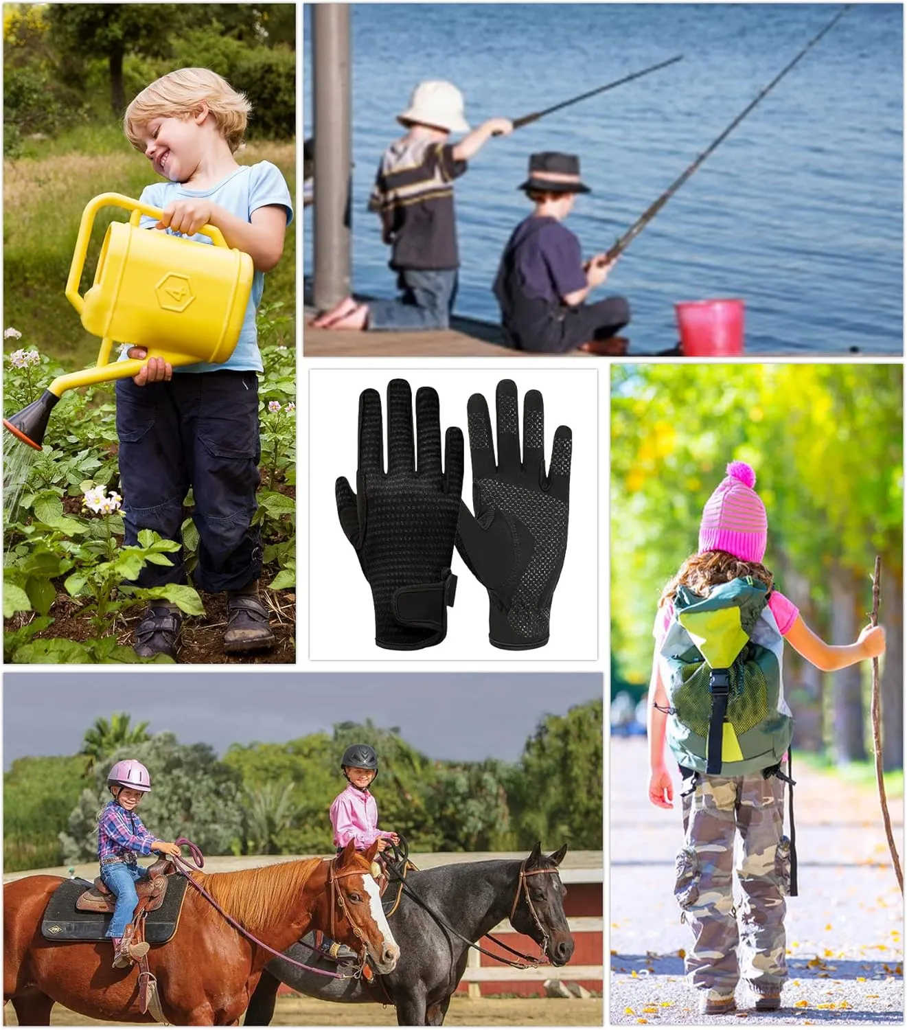 Kids Horse Riding Gloves Equestrian Anti Slip Children Horseback Bike Gardening Fishing Cycling Outdoor Activities Riding Gloves Girls Boys Youth