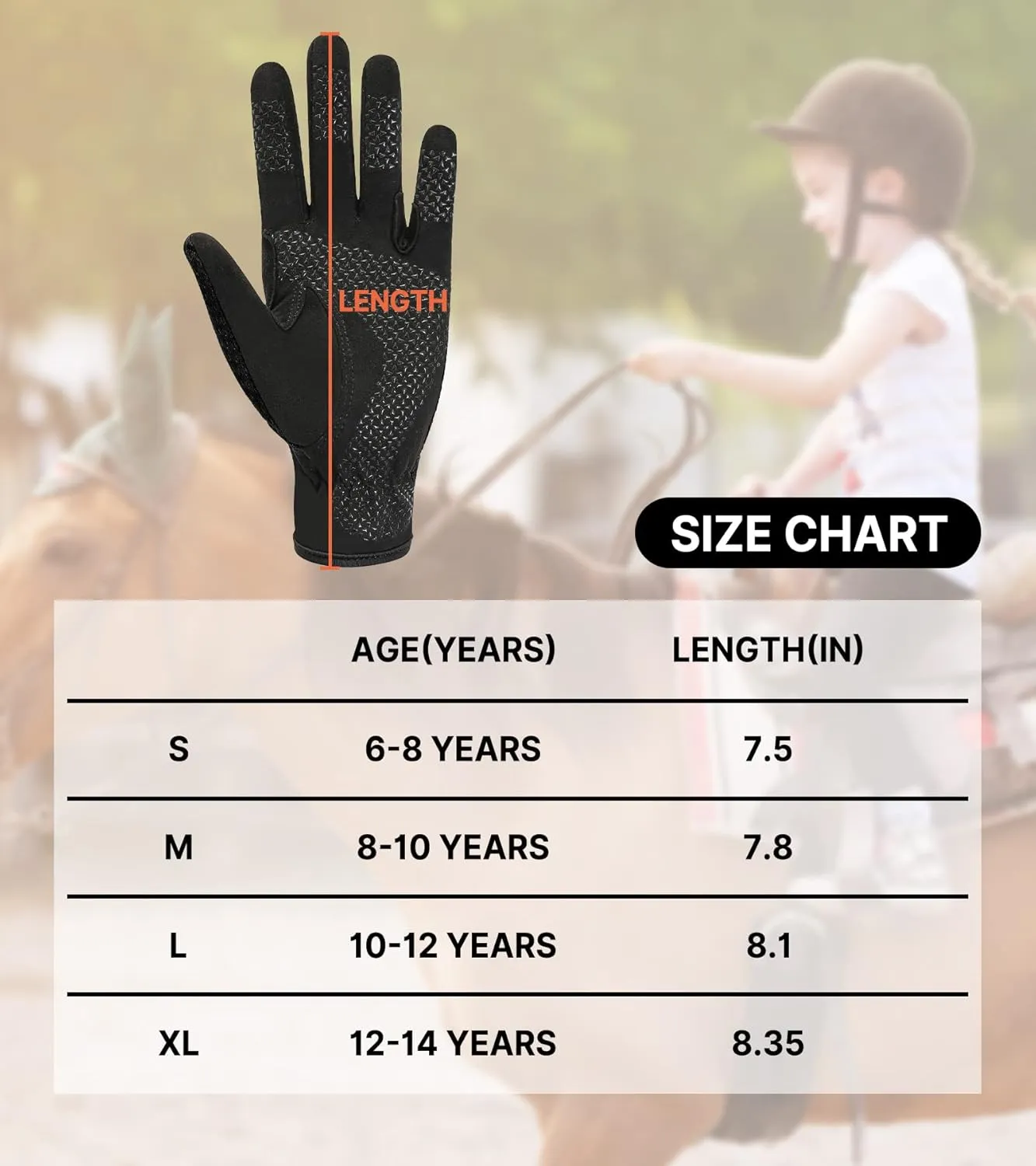 Kids Horse Riding Gloves Equestrian Anti Slip Children Horseback Bike Gardening Fishing Cycling Outdoor Activities Riding Gloves Girls Boys Youth