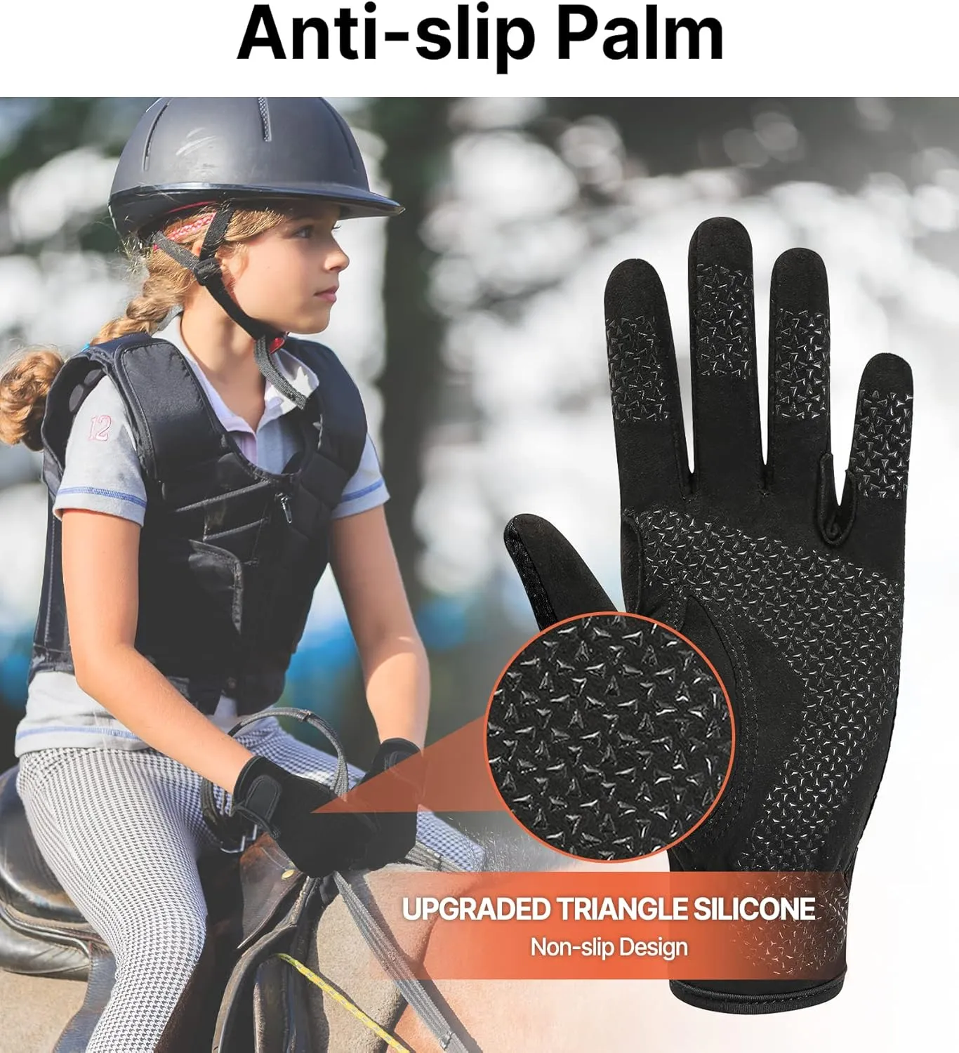 Kids Horse Riding Gloves Equestrian Anti Slip Children Horseback Bike Gardening Fishing Cycling Outdoor Activities Riding Gloves Girls Boys Youth