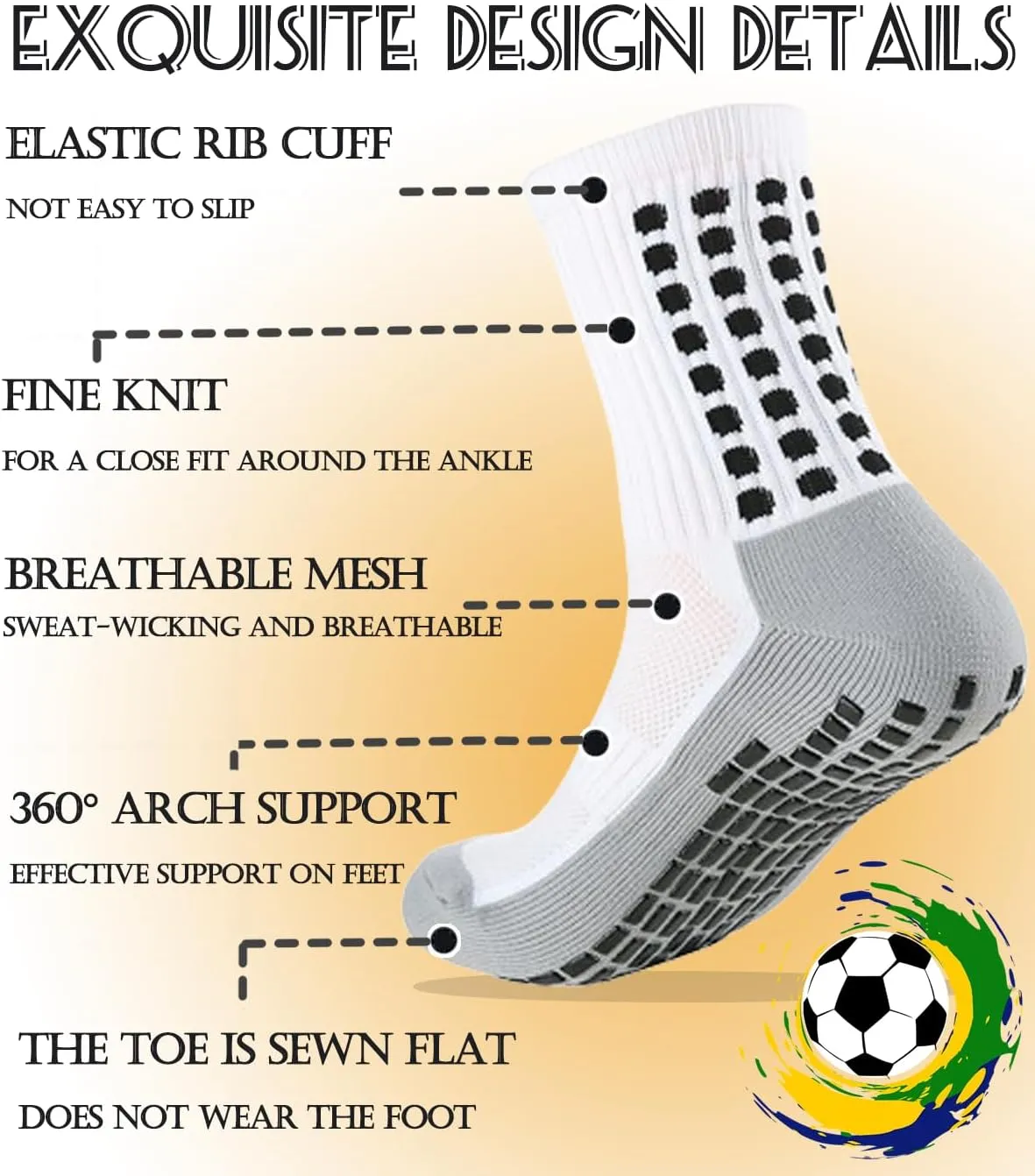 KMOLY 1 Set Kids Grip Soccer Socks and Shin Guard Sleeves for Age 7-14 Youth Boys Children Football Basketball Training