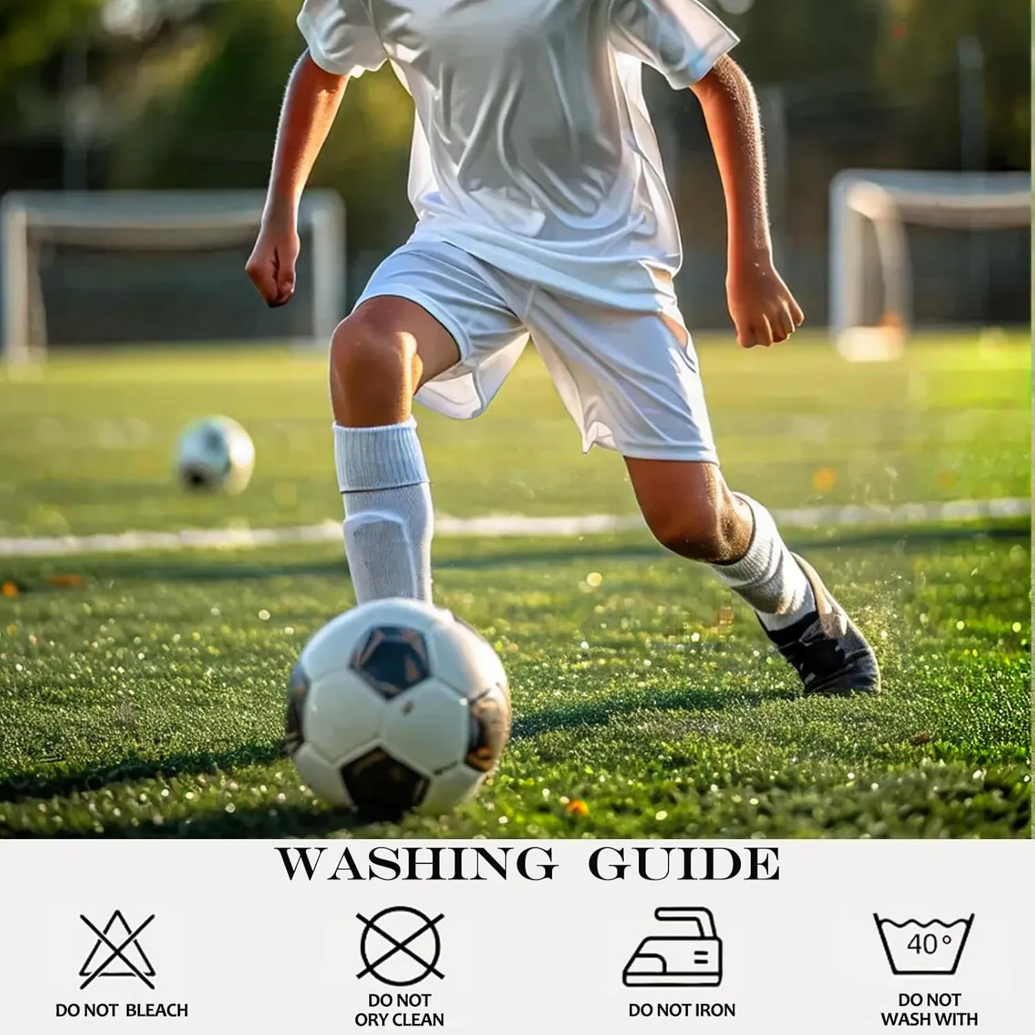 KMOLY 1 Set Kids Grip Soccer Socks and Shin Guard Sleeves for Age 7-14 Youth Boys Children Football Basketball Training