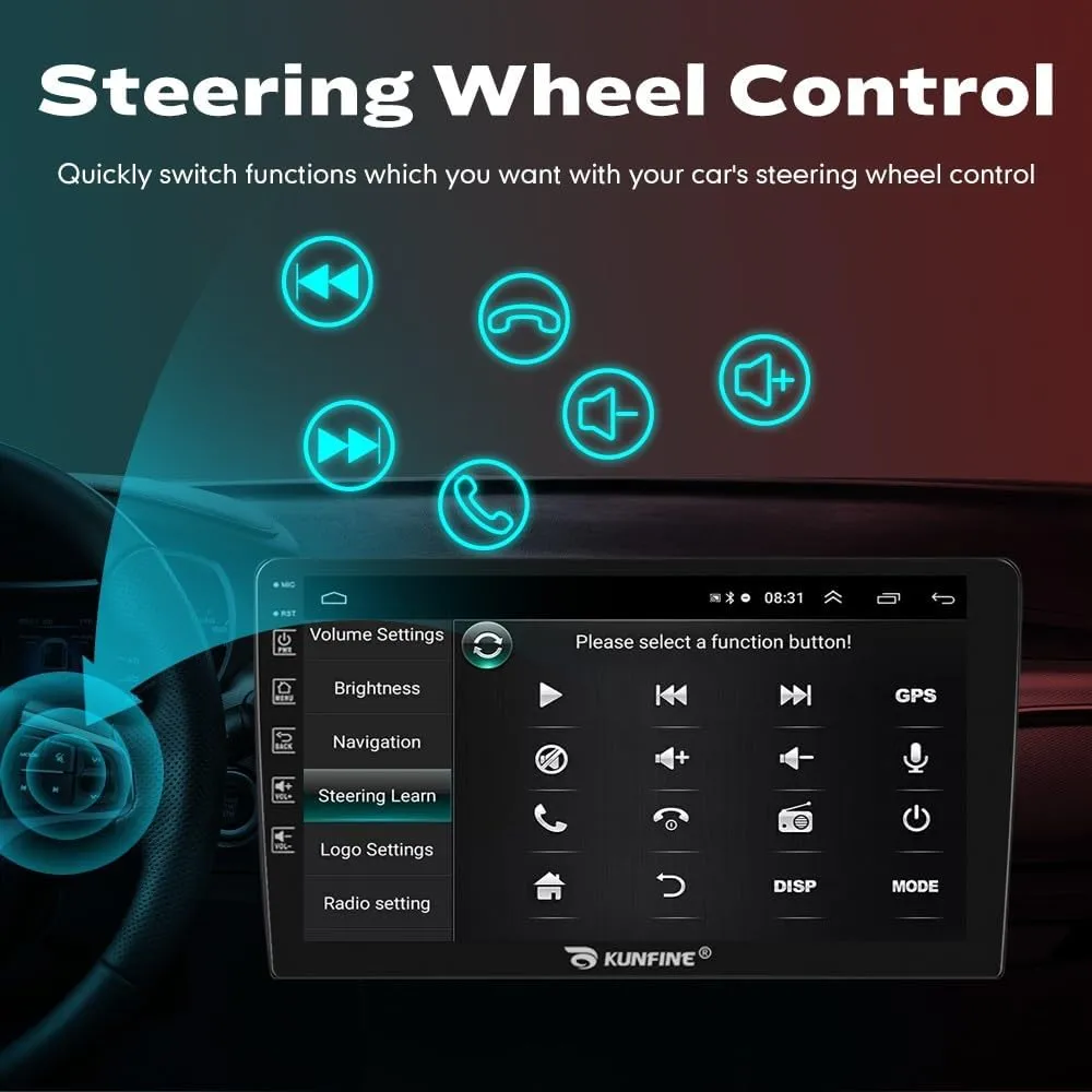 Kunfine Car CarPlay Android Auto Navigation Stereo GPS Radio Reverse Camera Display 10" IPS Touchscreen Headunit Tablet Pad Media Player for Dodge Caliber 2007-2010, if Applicable Octa Core 6G 128G