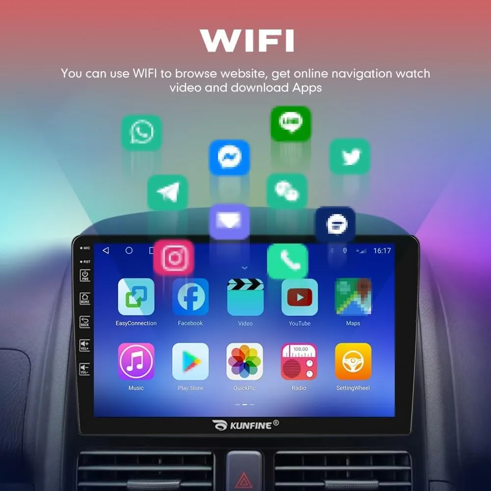 Kunfine Car CarPlay Android Auto Navigation Stereo GPS Radio Reverse Camera Display 10" IPS Touchscreen Headunit Tablet Pad Media Player for Dodge Caliber 2007-2010, if Applicable Octa Core 6G 128G