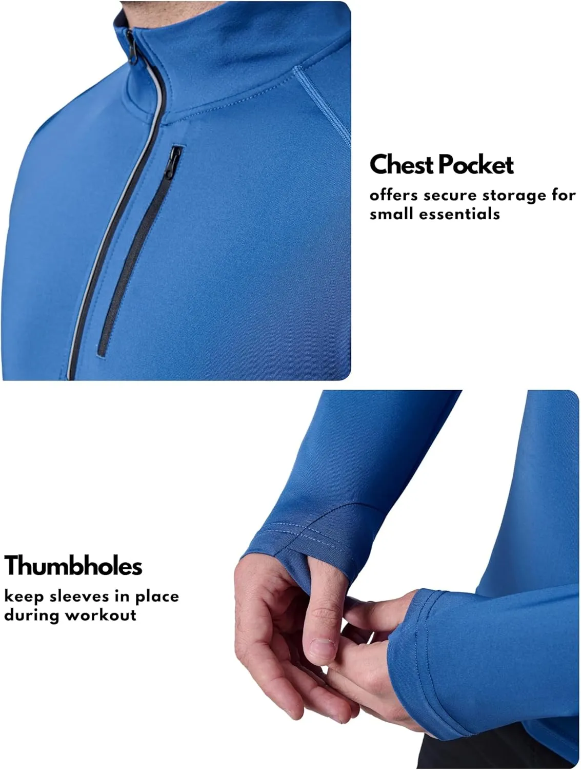 Liberty Imports 3-Pack Mens Quarter-Zip Pullover Lightweight Long Sleeve Athletic Jackets Performance Workout Running Shirts