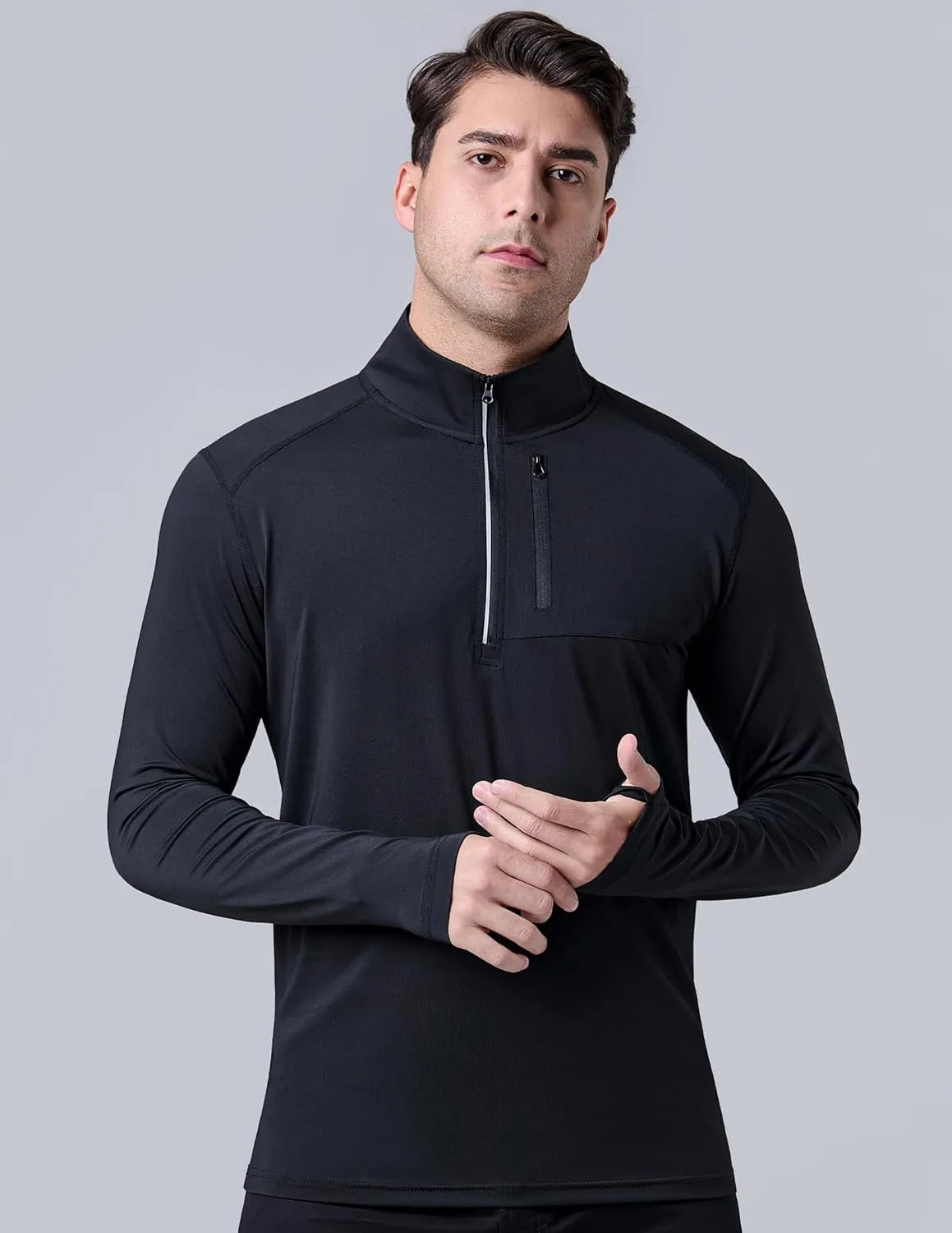 Liberty Imports 3-Pack Mens Quarter-Zip Pullover Lightweight Long Sleeve Athletic Jackets Performance Workout Running Shirts