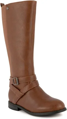 LONDON FOG Girls Brooke Knee High Fashion Boot Zip Up Boot With Fashion Buckle