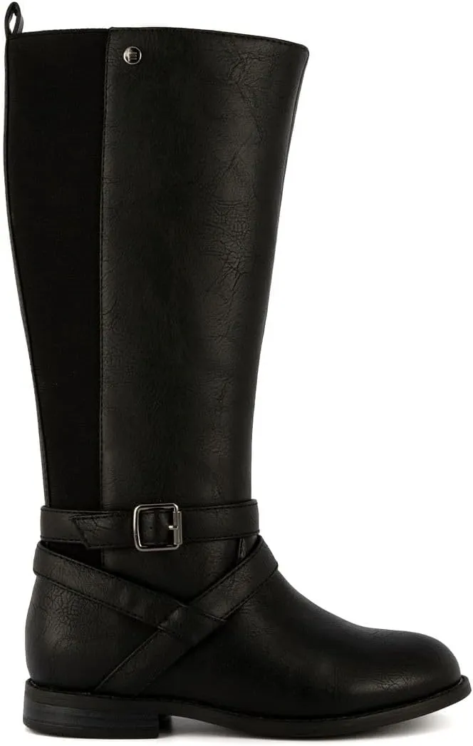 LONDON FOG Girls Brooke Knee High Fashion Boot Zip Up Boot With Fashion Buckle