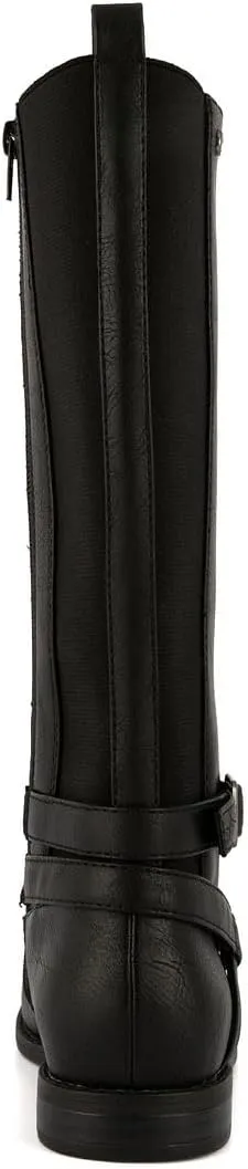 LONDON FOG Girls Brooke Knee High Fashion Boot Zip Up Boot With Fashion Buckle