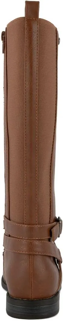 LONDON FOG Girls Brooke Knee High Fashion Boot Zip Up Boot With Fashion Buckle
