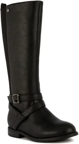 LONDON FOG Girls Brooke Knee High Fashion Boot Zip Up Boot With Fashion Buckle