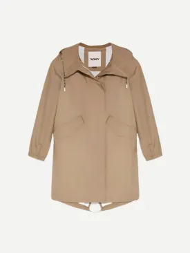 Long Fishtail Waterproof Parka in Mid Khaki