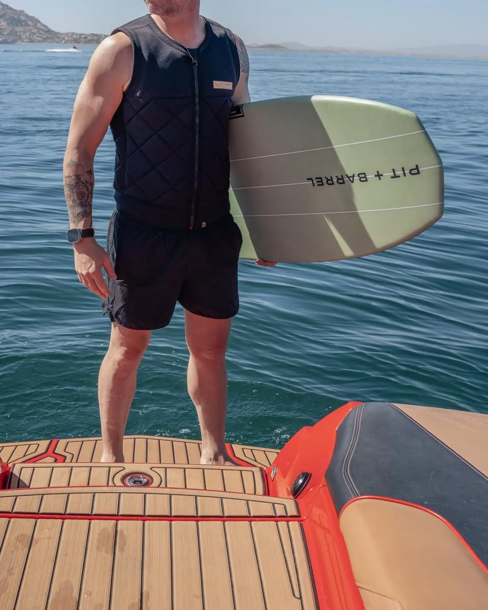 Mens Neoprene Wakesurf Impact Vest for Boating by Pit   Barrel Wake Surf Co. - Designed for Wake Surf and Skimboard, but Great for All Watersports Activities! Lightweight, Durable, and Timeless Style.