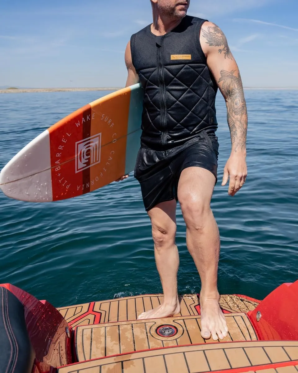 Mens Neoprene Wakesurf Impact Vest for Boating by Pit   Barrel Wake Surf Co. - Designed for Wake Surf and Skimboard, but Great for All Watersports Activities! Lightweight, Durable, and Timeless Style.