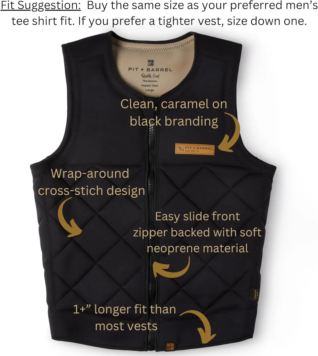 Mens Neoprene Wakesurf Impact Vest for Boating by Pit   Barrel Wake Surf Co. - Designed for Wake Surf and Skimboard, but Great for All Watersports Activities! Lightweight, Durable, and Timeless Style.