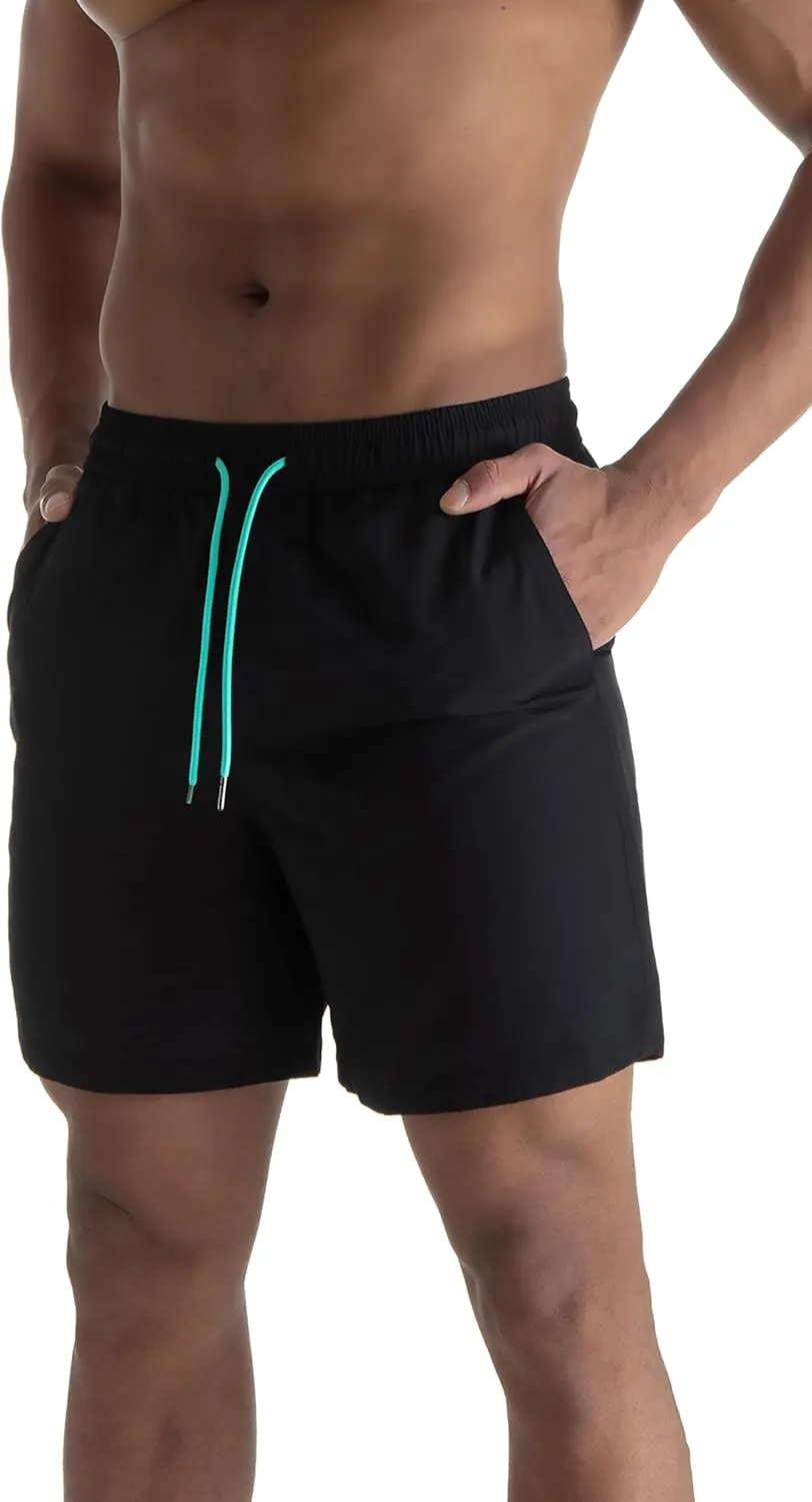 Mens Swim Trunks 6" Quick Dry Swim Shorts with Mesh Lining Swimwear Bathing Suits with Zipper Pocket