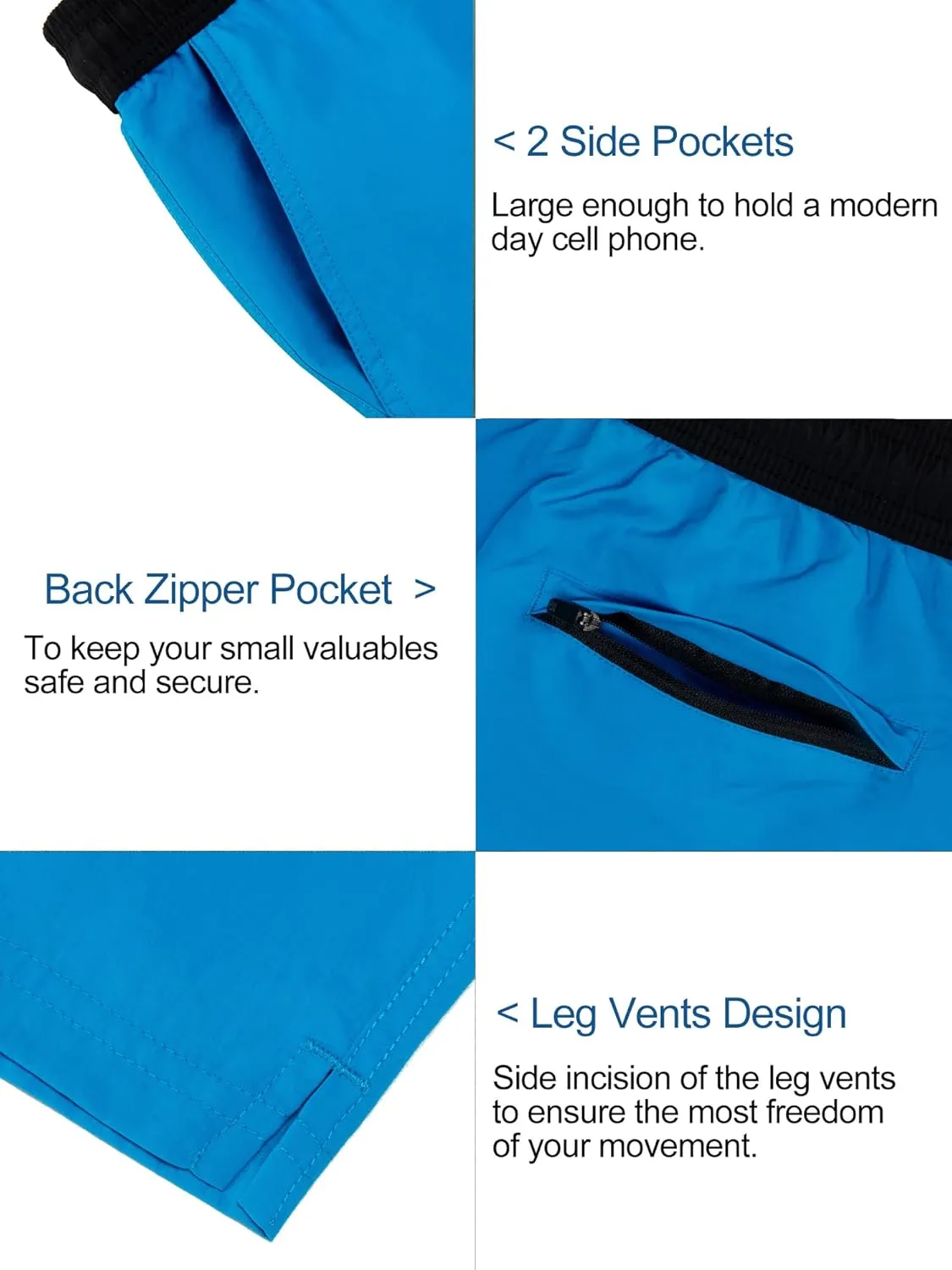Mens Swim Trunks 6" Quick Dry Swim Shorts with Mesh Lining Swimwear Bathing Suits with Zipper Pocket
