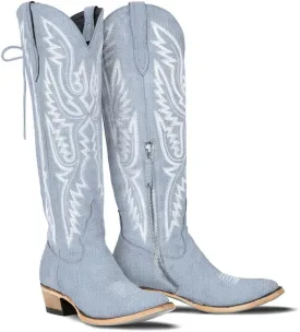 MissHeel Over the Knee Cowboy Boots for Women Adjustable Thigh High Cowgirl Boots