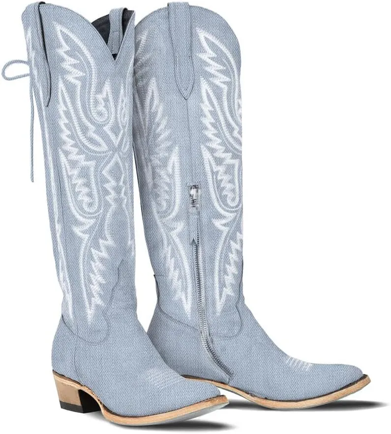 MissHeel Over the Knee Cowboy Boots for Women Adjustable Thigh High Cowgirl Boots