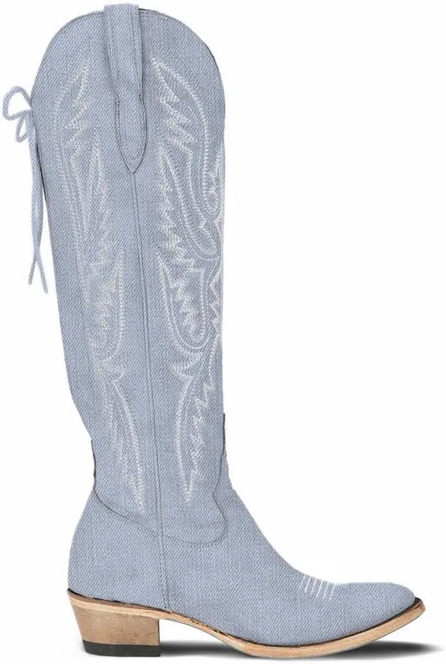 MissHeel Over the Knee Cowboy Boots for Women Adjustable Thigh High Cowgirl Boots