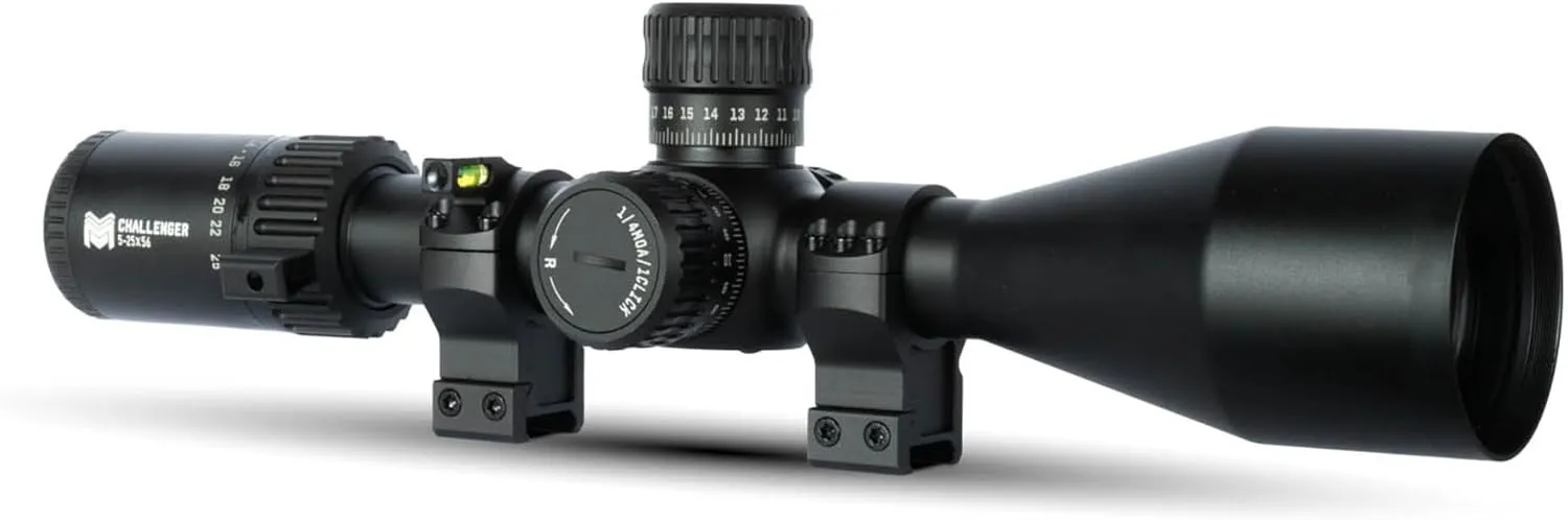 Monstrum Challenger 5-30x56 FFP Rifle Scope | Featuring ED Glass, Adjustable Objective, Precision Turrets with Zero Stop, Daylight Bright Reticle, and Anti-Cant Scope Rings