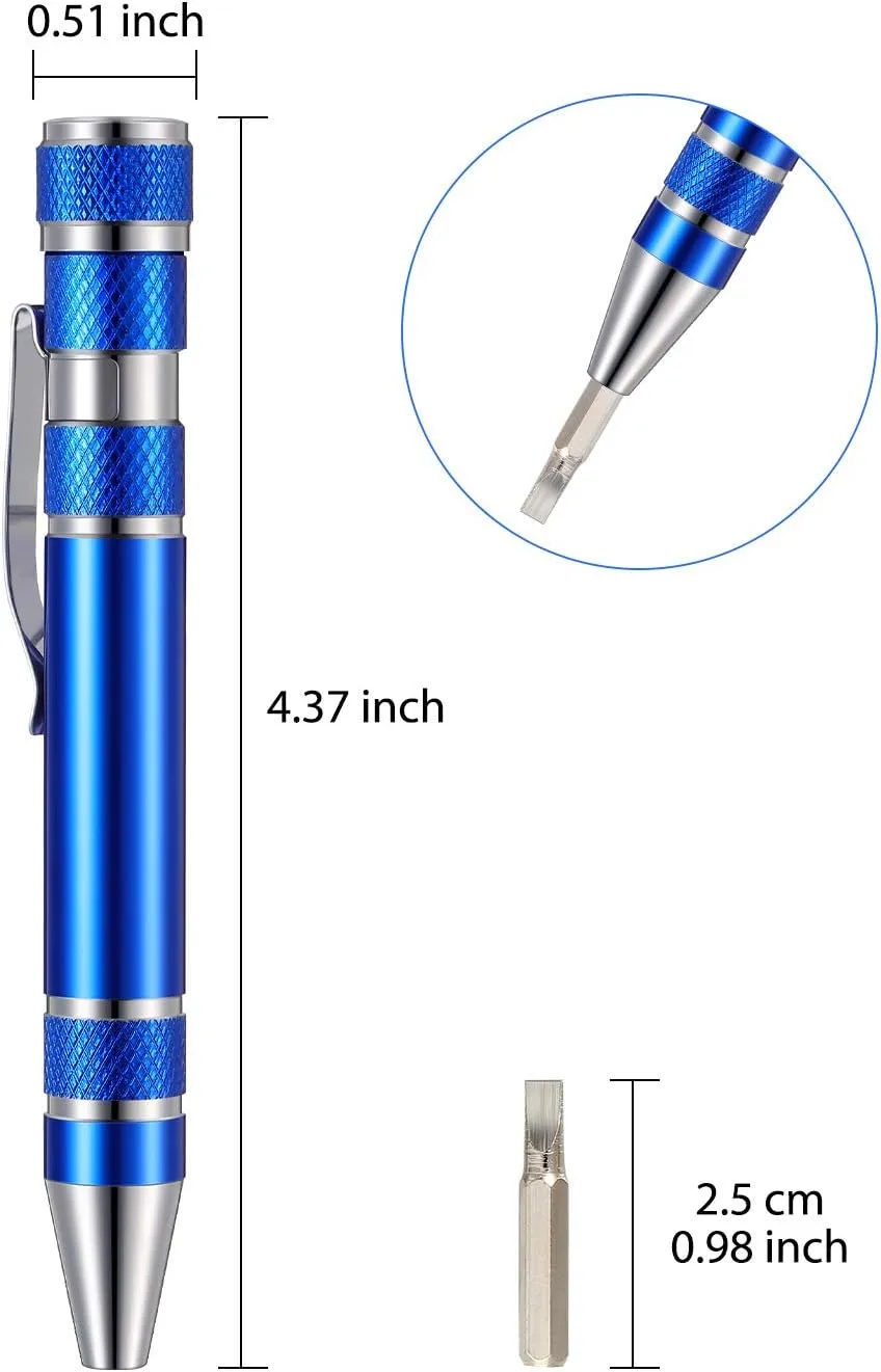 Mudder Pen Screwdriver Gifts Multitool Handy Tool 8 in 1 Magnetic Pocket Screwdriver Precision Function for Mini Gadgets(4 Pieces)