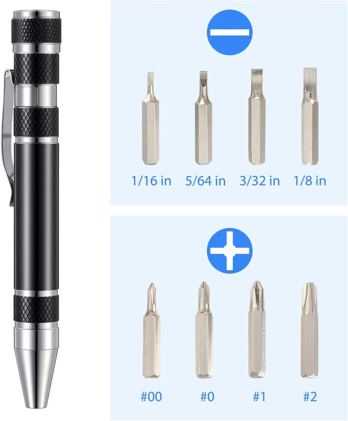 Mudder Pen Screwdriver Gifts Multitool Handy Tool 8 in 1 Magnetic Pocket Screwdriver Precision Function for Mini Gadgets(4 Pieces)
