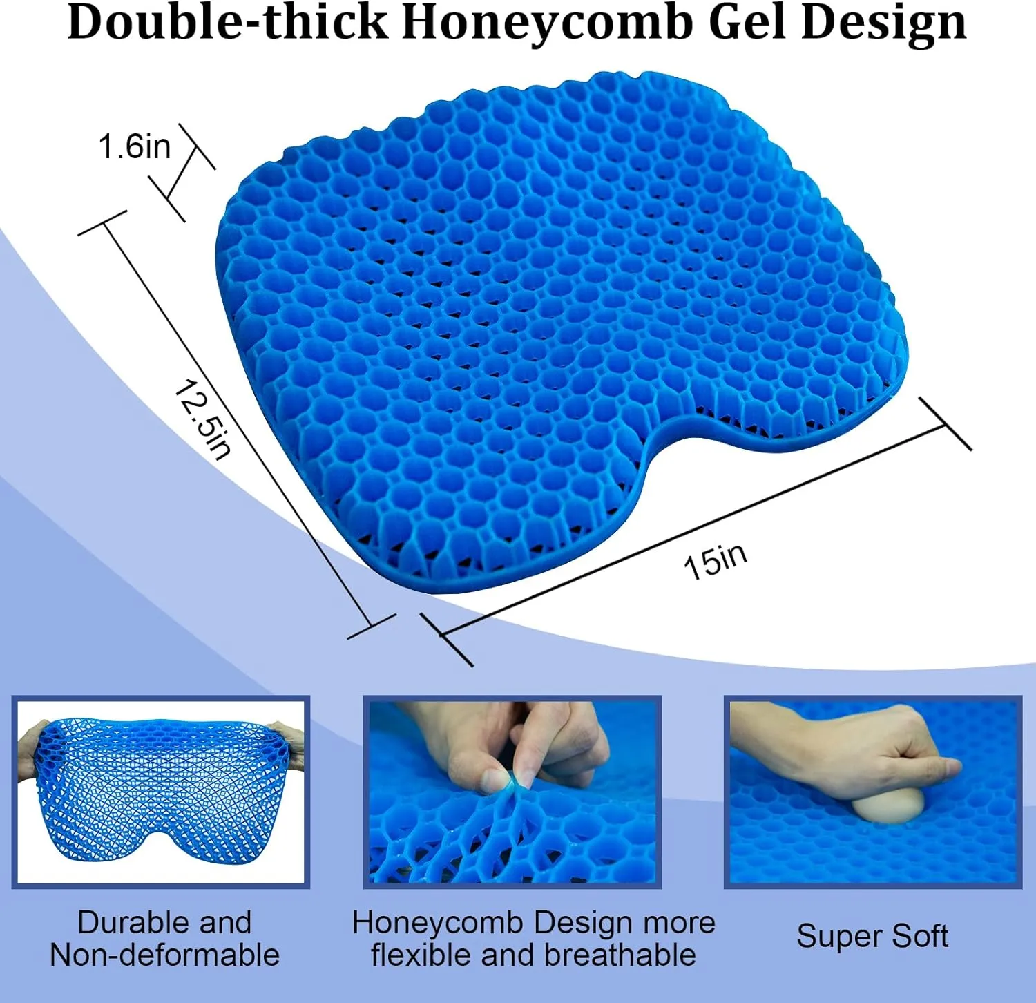 NEW-Vi Anti-Slip Kayak Seat Cushion - Waterproof Thicken Gel Boat Kayak Canoe Rowing Stadium Pad for Sit in Kayak Chair Kayak Accessories Equipment Gear for Fishing Kayak