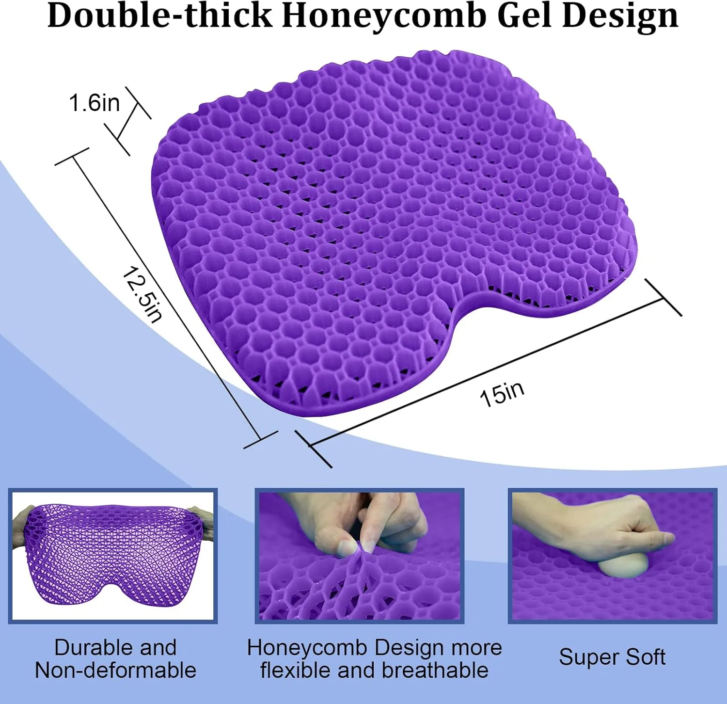 NEW-Vi Anti-Slip Kayak Seat Cushion - Waterproof Thicken Gel Boat Kayak Canoe Rowing Stadium Pad for Sit in Kayak Chair Kayak Accessories Equipment Gear for Fishing Kayak