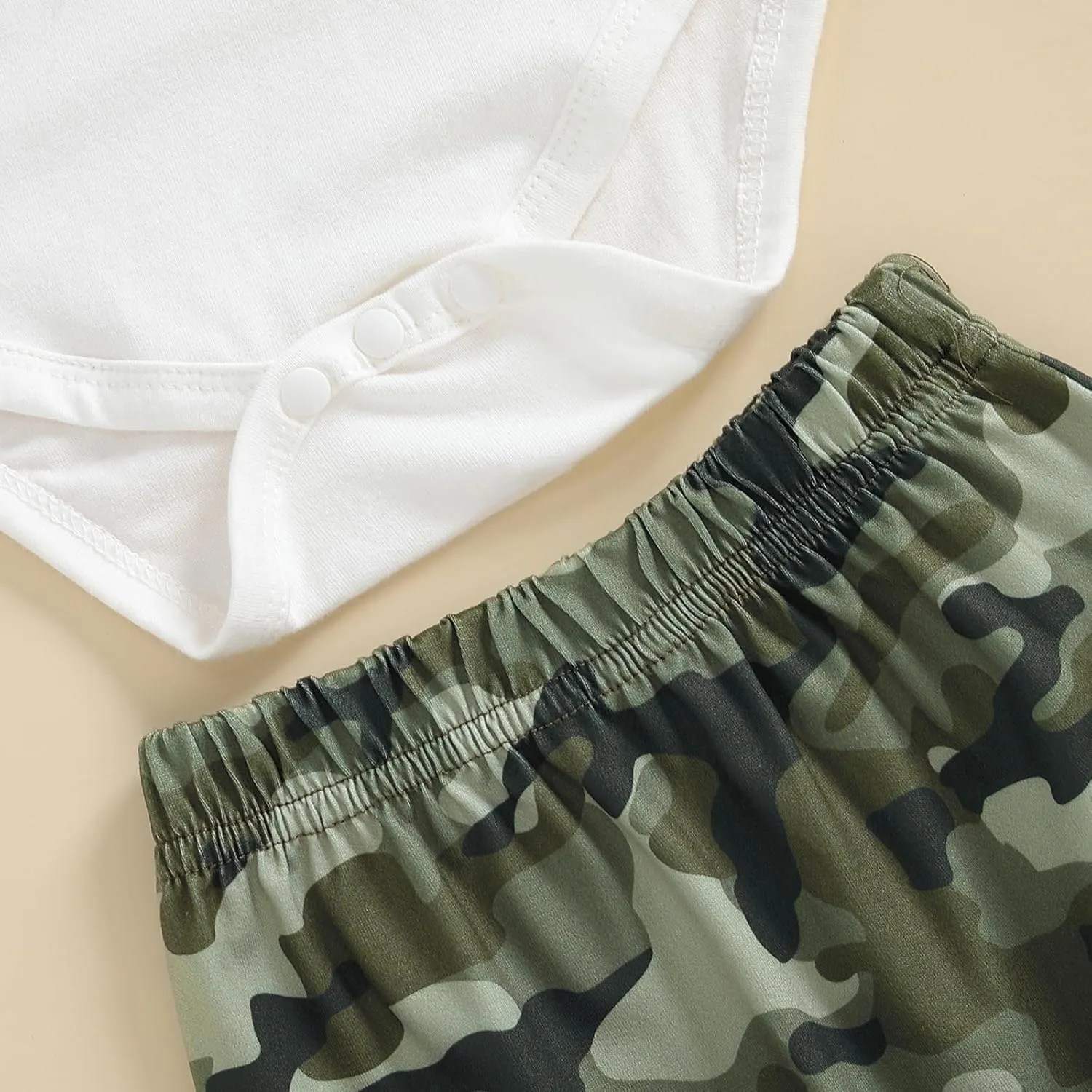 Newborn Baby Boy Hunting Clothes Long Sleeve Romper Camouflage Pant Set Beanie Hat 3 Piece Outfit