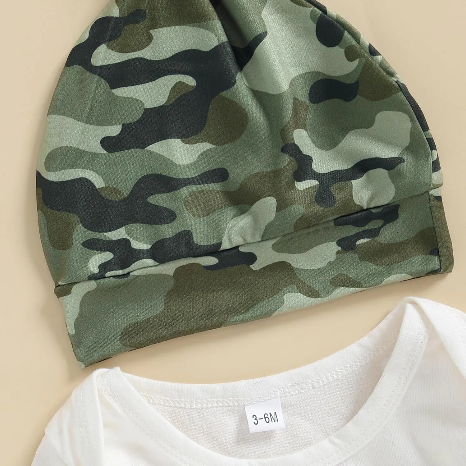 Newborn Baby Boy Hunting Clothes Long Sleeve Romper Camouflage Pant Set Beanie Hat 3 Piece Outfit