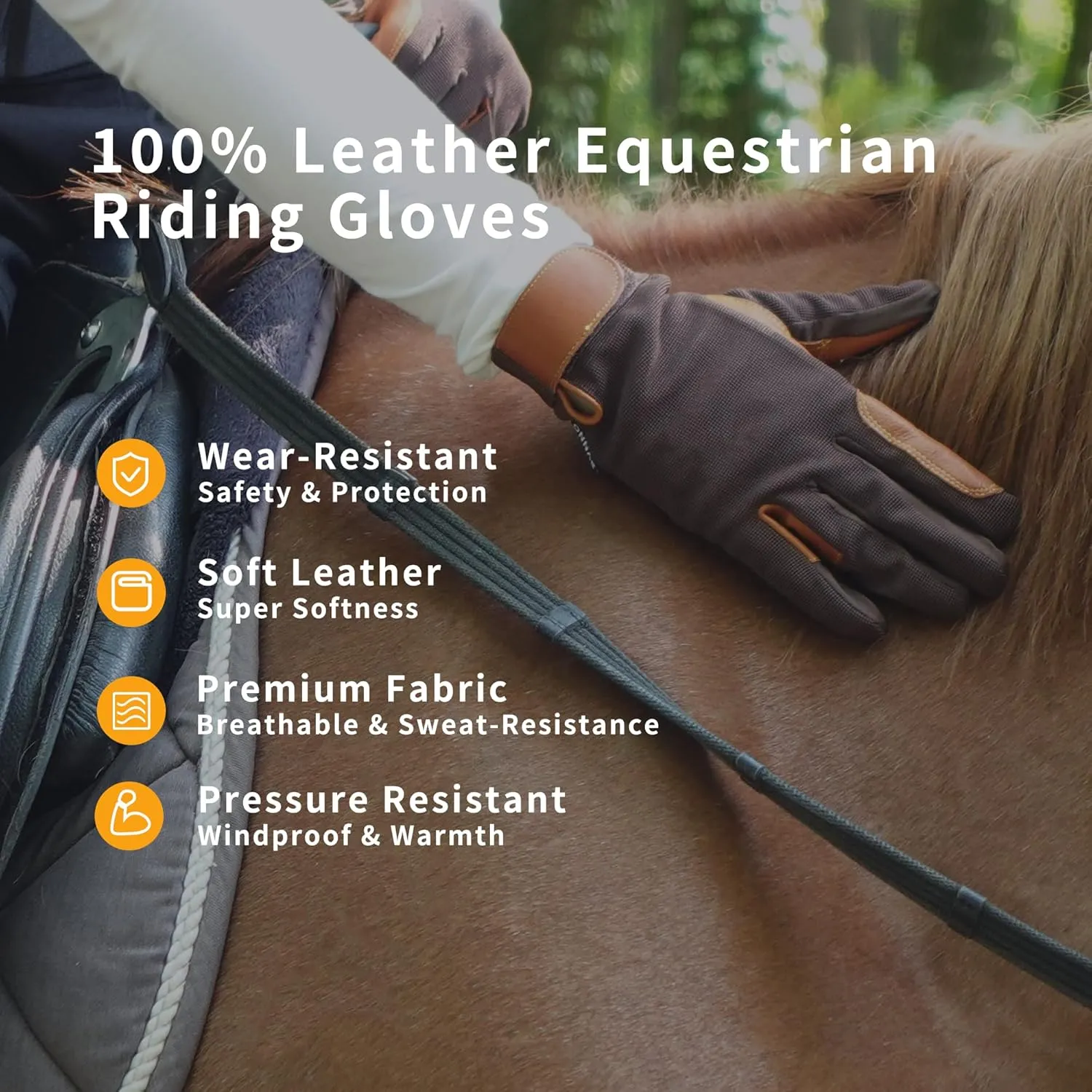 Noble Goat Leather Equestrian Gloves for Women Men Youth, Professional Horseback Riding Gloves Lightweight Windproof Comfortable and Strong Grip