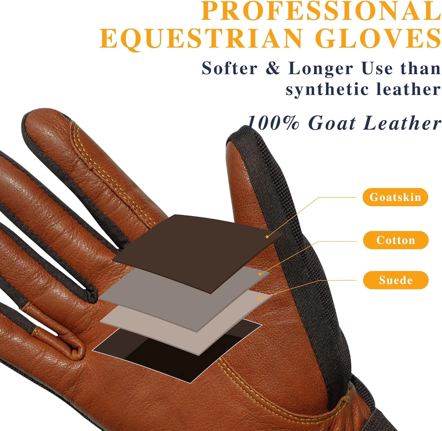 Noble Goat Leather Equestrian Gloves for Women Men Youth, Professional Horseback Riding Gloves Lightweight Windproof Comfortable and Strong Grip