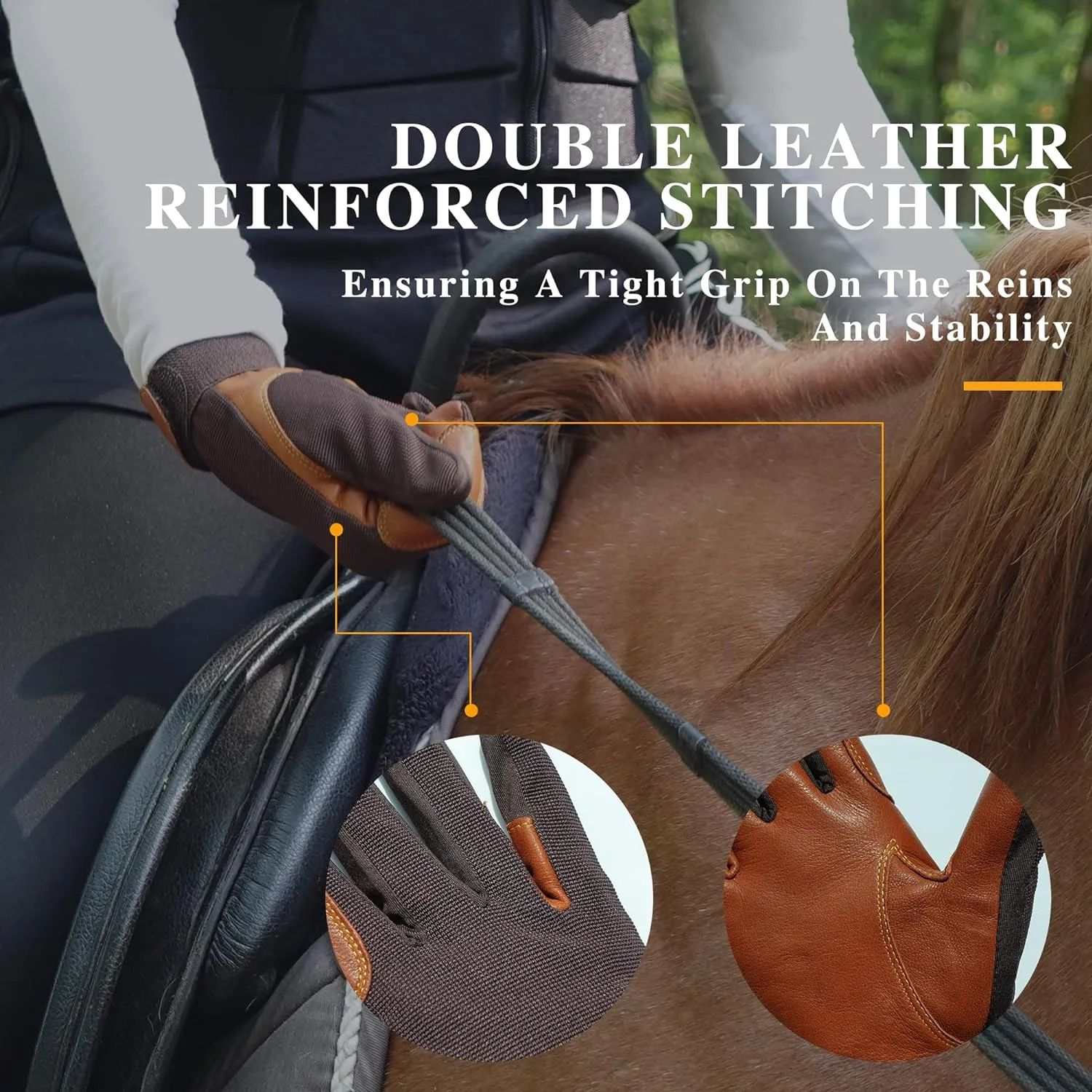 Noble Goat Leather Equestrian Gloves for Women Men Youth, Professional Horseback Riding Gloves Lightweight Windproof Comfortable and Strong Grip