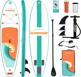 Overmont Inflatable Stand Up Paddle Board with Premium SUP Accessories, 106 Wide Durable Design, Non-Slip Stable Deck for Youth & Adults of All Skill Levels, Leash Paddle & Pump Included