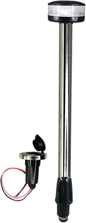 Pactrade Marine All Round LED, Stern Light, Anchor Light, Pole Light LED Boat Navigation Light with Standard Pole 22'' with Removable 2-Pin Fixed Plug-in Base USCG 2NM for Pontoon, Fishing Boats