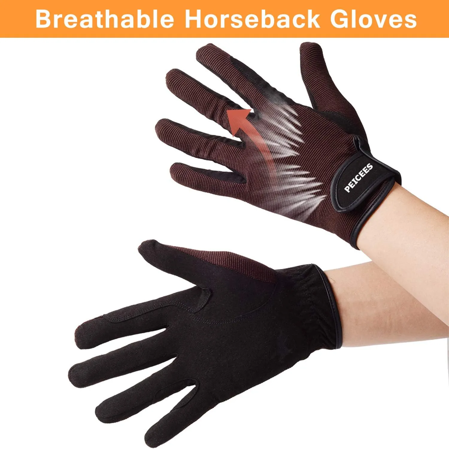 Peicees Horseback Riding Gloves - Professional Equestrian Gloves for Women, Men, Kids - Touchscreen, Cycling, Motorcycle & Outdoors - Black Coffee