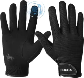 Peicees Horseback Riding Gloves - Professional Equestrian Gloves for Women, Men, Kids - Touchscreen, Cycling, Motorcycle & Outdoors - Black Coffee