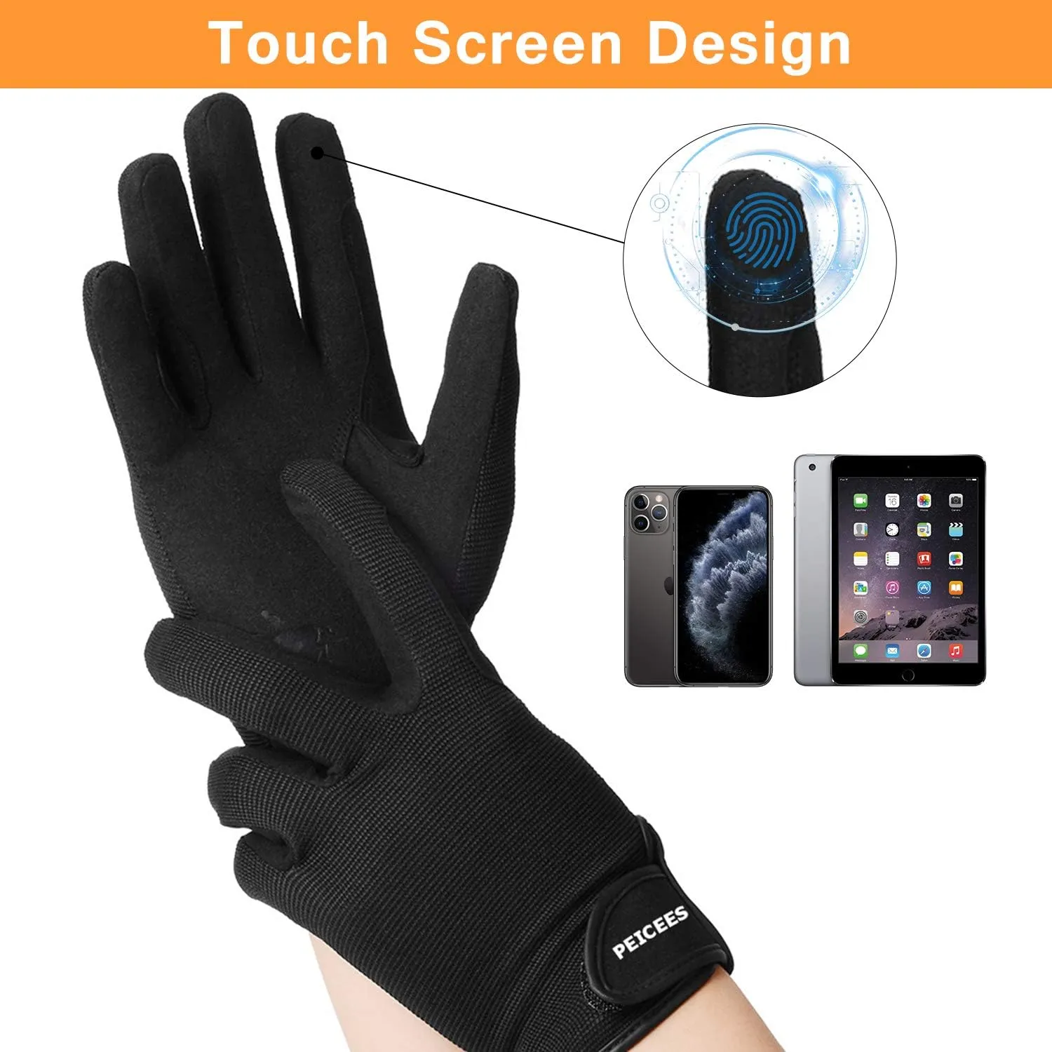 Peicees Horseback Riding Gloves - Professional Equestrian Gloves for Women, Men, Kids - Touchscreen, Cycling, Motorcycle & Outdoors - Black Coffee